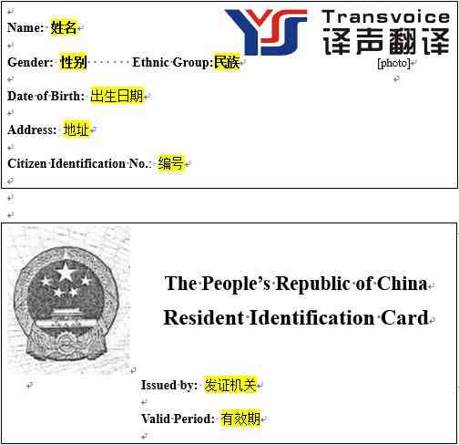 身份證翻譯省時(shí)省錢又高效(圖2) 身份證英文模板
